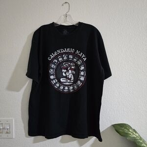 Calendario Maya/ Mexico/ Cancun Black T-Shirt, Size XL.